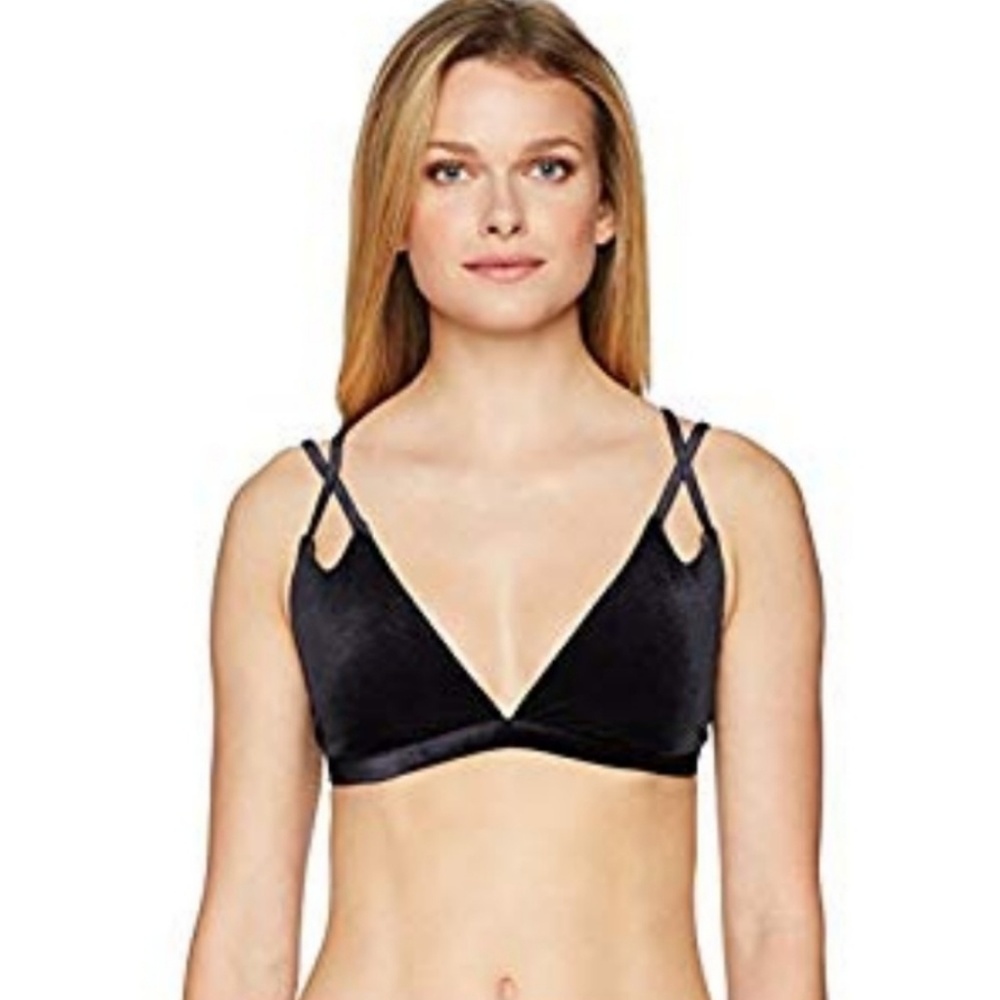 Laundry by Shelli Segal Italian Velvet Double Triangle Bikini Top Black